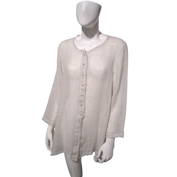 Eileen Fisher 100% Linen Womens size Small Quiet Luxury Minimalist Button Up Top - Picture 4 of 10